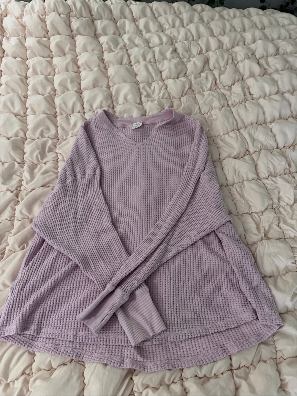 Aerie Lavender Waffle-Knit Thermal Top